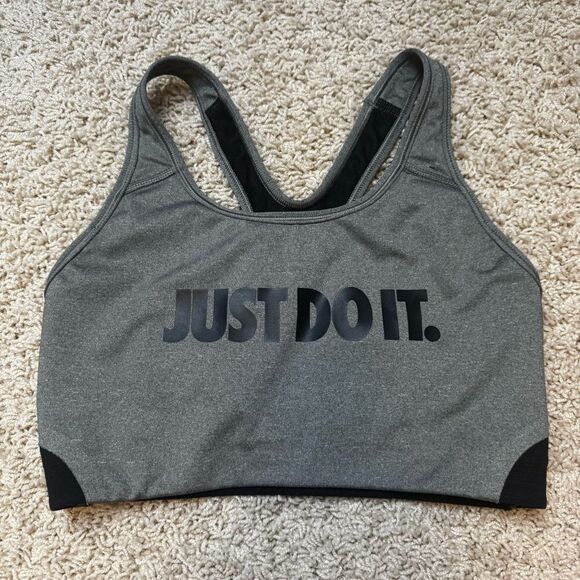 Nike Other - Nike pro sports bra size medium grey black logo